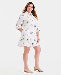 Charter Club Plus Collared Flounce Dress, Macy's Exclusive