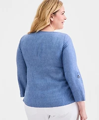 Charter Club Plus Solid Crewneck Top, Macy's Exclusive