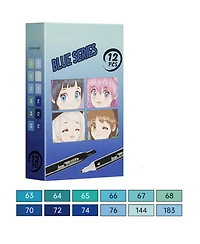 Htutwoo 12 Blue-Tone Alcohol Markers, Dual Tip for Sketching, Book Art & Card Making