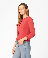 Melissa Paige Women's Heart Stitch Button Cardigan Sweater