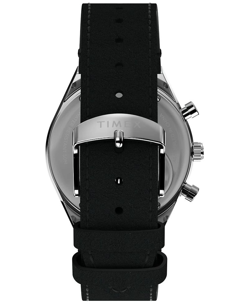 Timex Men's Chronograph Black Leather Watch, 40mm