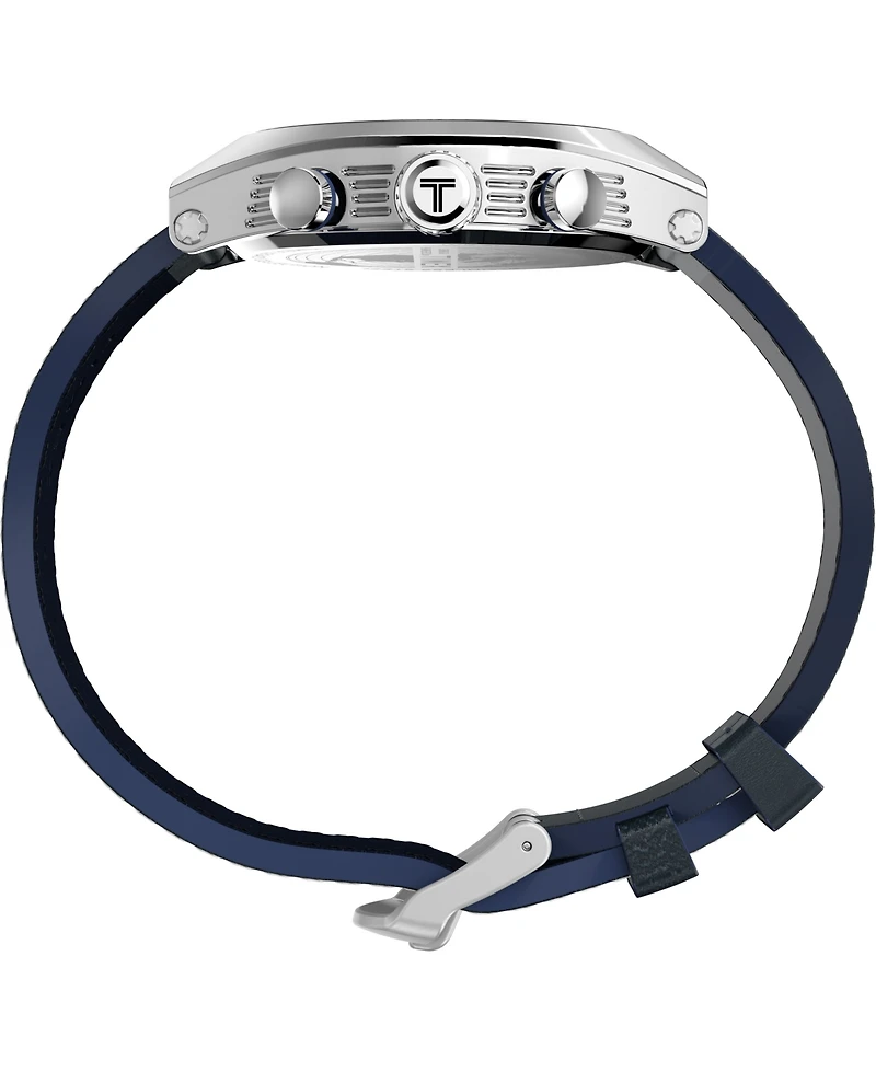 Timex Men's Quartz Analog Blue Leather Watch, 42mm