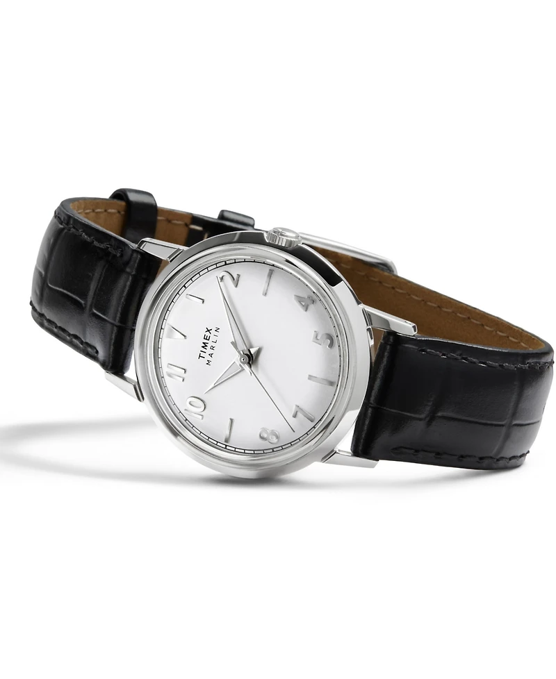 Timex Unisex Quartz Analog Black Leather Watch, 34mm