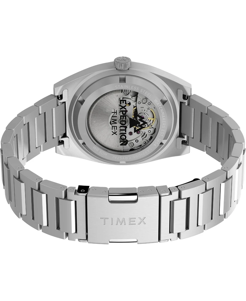 Timex Men's Mechanical Automatic Silver-Tone Stainless Steel Watch, 39mm