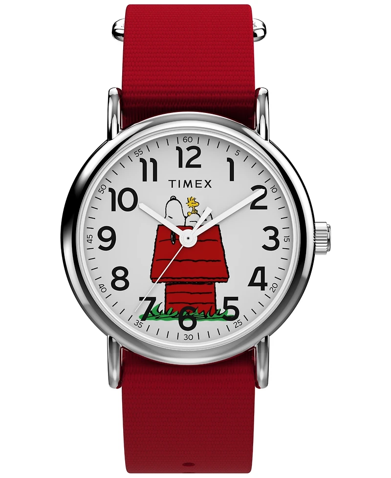 Timex Unisex Quartz Analog Red Fabric Watch, 38mm