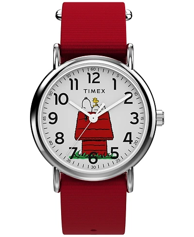 Timex Unisex Quartz Analog Red Fabric Watch, 38mm