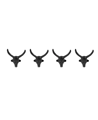 Danya B 4 Piece Goat Head with Horns Decorative Wall Hook Set