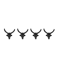 Danya B 4 Piece Goat Head with Horns Decorative Wall Hook Set