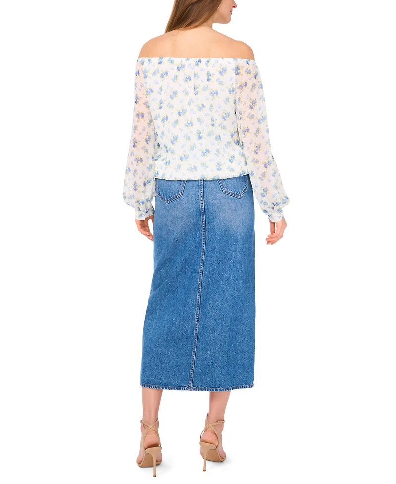 Vince Camuto Women's Floral Off-The-Shoulder Long-Sleeve Tie-Front Blouse