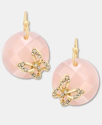 lonna & lilly Gold-Tone Butterfly Pave Pink Stone Bead Drop Earrings