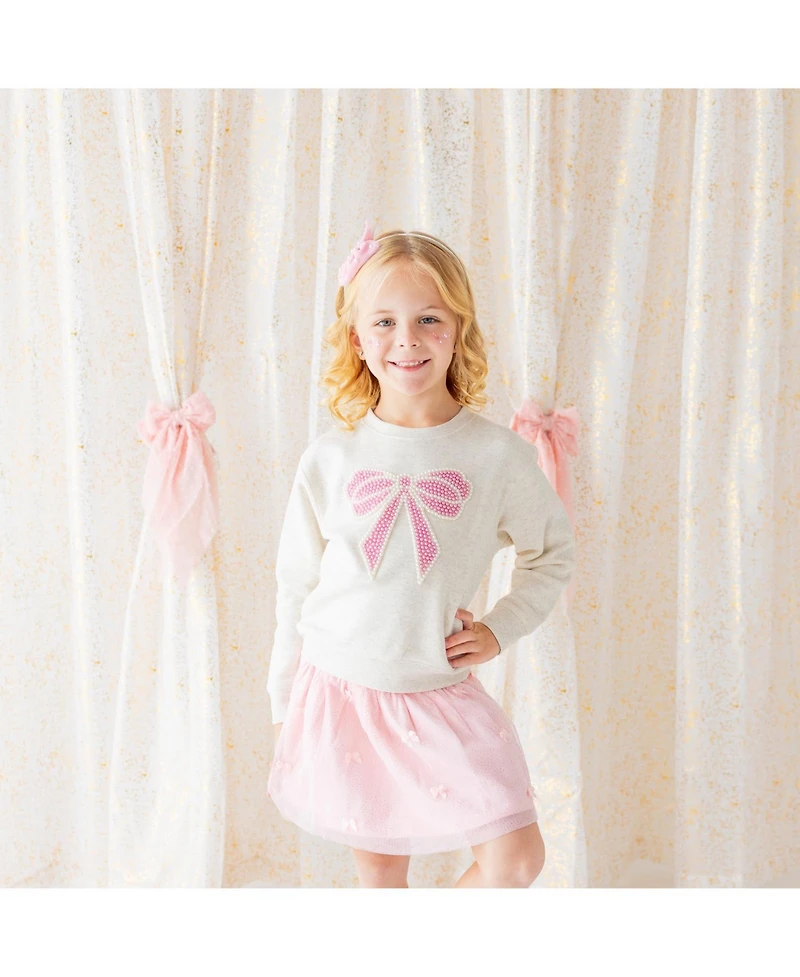 Sweet Wink Big Girls Pearl Bow Patch Sweatshirt