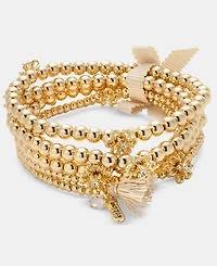 lonna & lilly Gold-Tone Crystal Multi Bead Layered Stretch Bracelet