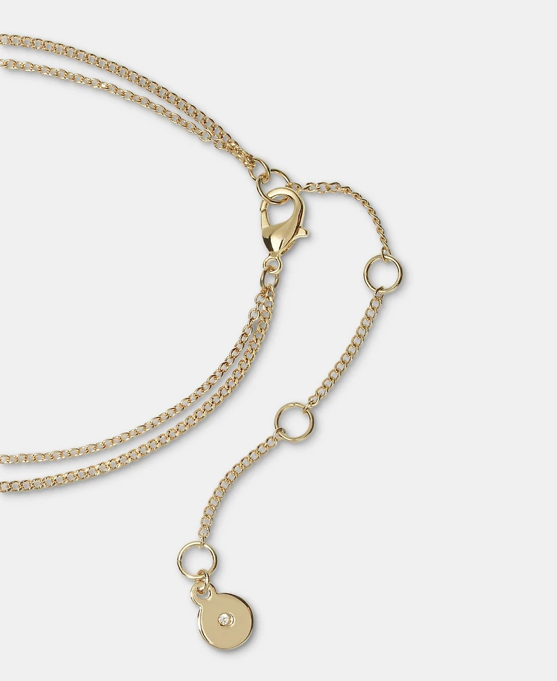 Dkny Gold-Tone Pave & Polished Circle & Rectangle Layered Pendant Necklace, 16" + 3" extender