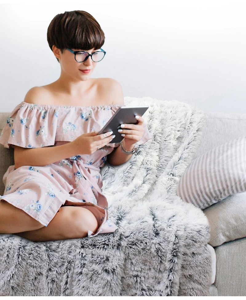 Cheer Collection Soft and Fuzzy Reversible Shaggy Throw, 60" x 70"