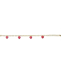 GiGiGirl 14K Gold-Plated with Red Enamel Heart Charm Bracelet
