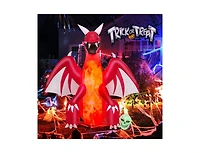 Mondawe 8 ft Halloween Inflatables Blow-up Red Dragon with Wings Skull
