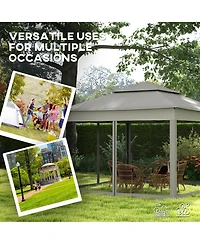 Outsunny 11' x 11' Pop Up Gazebo Outdoor Canopy Shelter with 2-Tier Soft Top, and Removable Zipper Netting, Event Tent with Large Shade, and Storage B