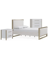 Furniture Emila 3-Pc. Upholstered Cal. King Bedroom Set Bed, 2-Drawer Nightstand and Chest