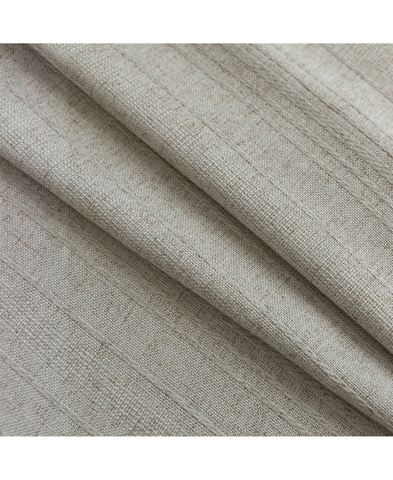 Awesome Home Linen Blend Solid Striped Room Darkening Curtains Pair