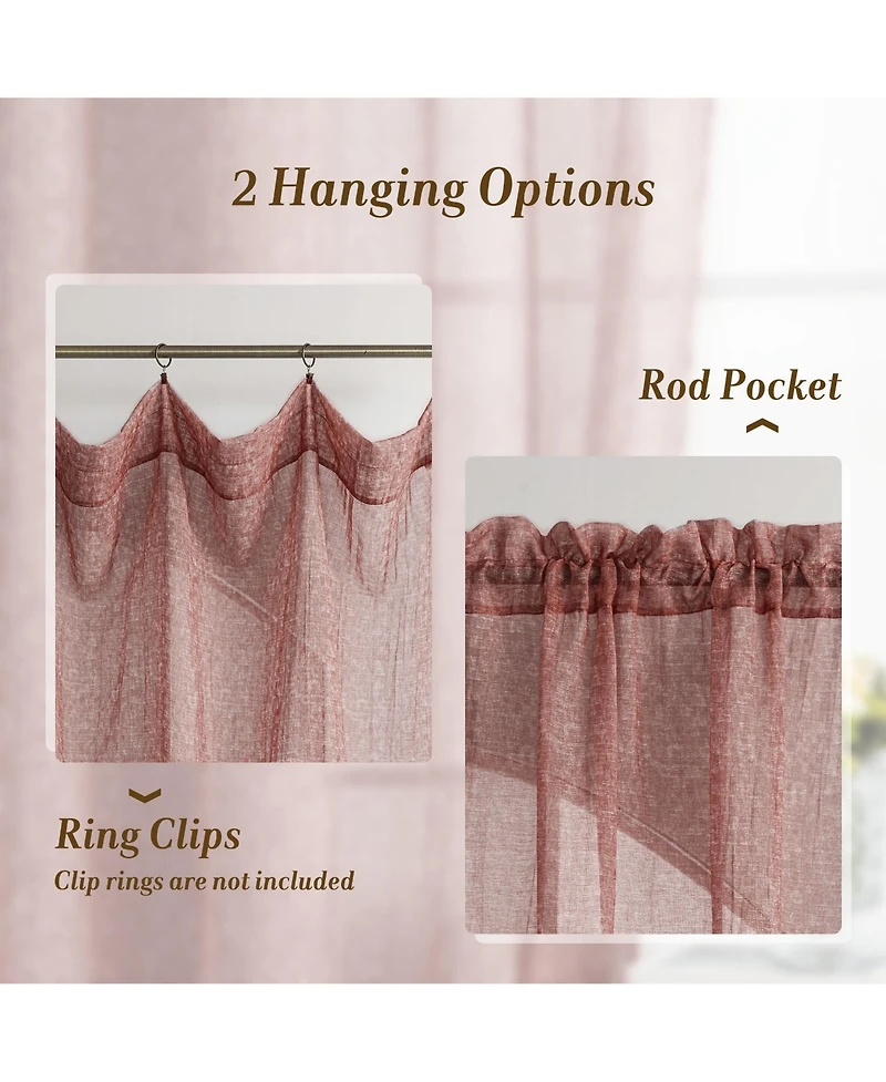 Awesome Home Crinkle Textured Semi-Sheer Rod Pocket Curtains Pair