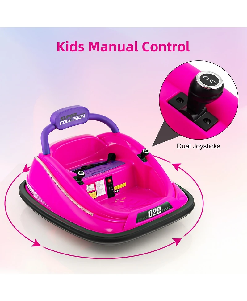 Sugift 12V Kids Bumper Car Ride on Toy with Remote Control and 360 Degree Spin Rotation