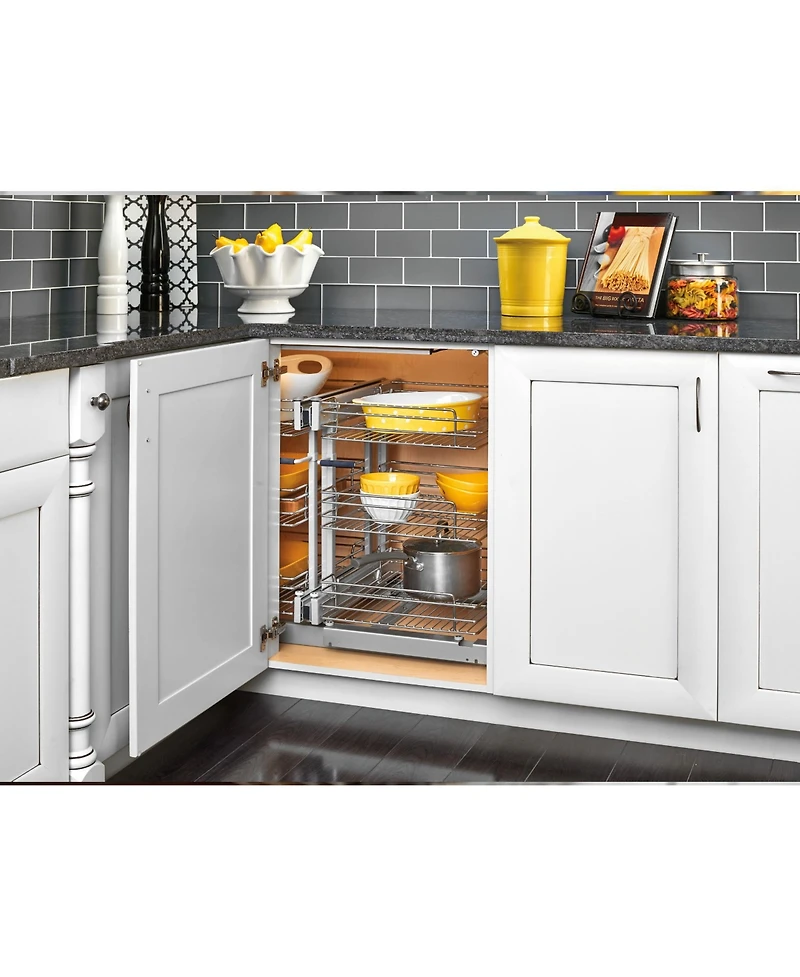 Rev-a-Shelf Pullout Corner Cabinet Organizer w/ Soft-close Three-Tier, 5PSP3-15SC-cr