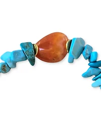 Minu Jewels Gold-Tone Turquoise and Carnelian Stretch Bracelet