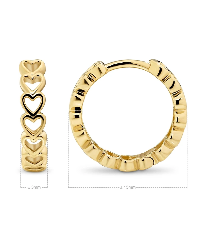 Devata Open Heart Hoop Earrings in 14K Gold, approx. 2.4 grams.