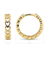 Devata Open Heart Hoop Earrings in 14K Gold, approx. 2.4 grams.