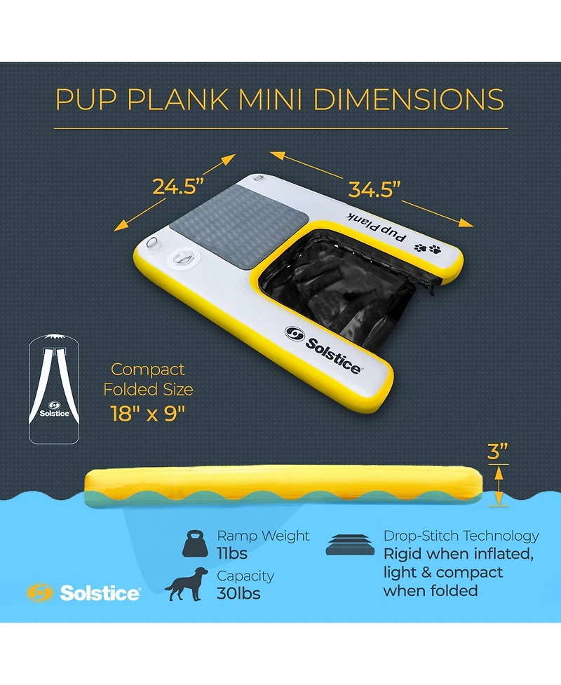 Solstice Inflatable Pup Plank Mini Dog Ramp Water Float Ladder Step, Multicolor