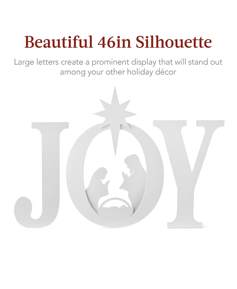 Best Choice Products 46in Outdoor Joy Christmas Nativity Decoration w/ Weather Resistant Pvc, Ground Stakes