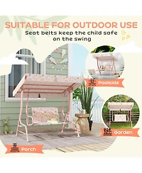 Qaba Kids Patio Swing, 2-Seater Outdoor Porch Swing Chair,