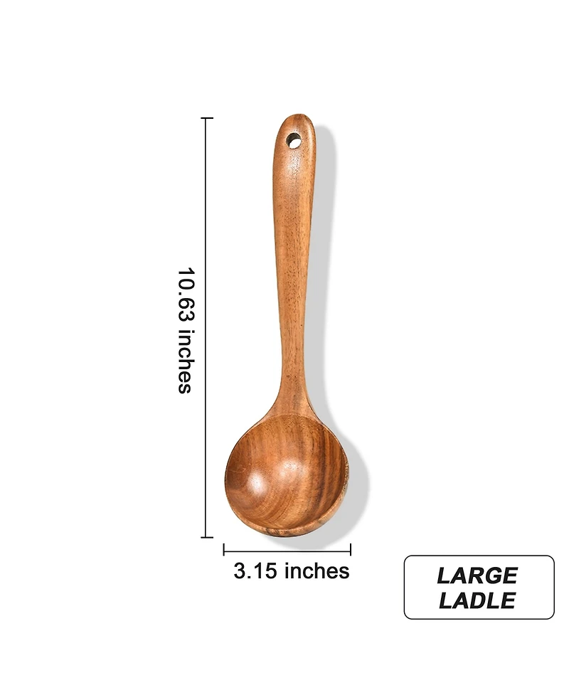 Sugift 9-Piece Natural Teak Wooden Kitchen Utensils Set