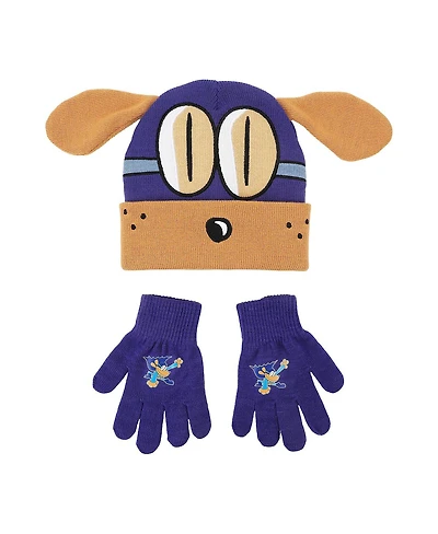 Dog Man Bark Knight Youth Cuff Hat and Knit Gloves Cold Weather Set