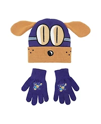 Dog Man Bark Knight Youth Cuff Hat and Knit Gloves Cold Weather Set