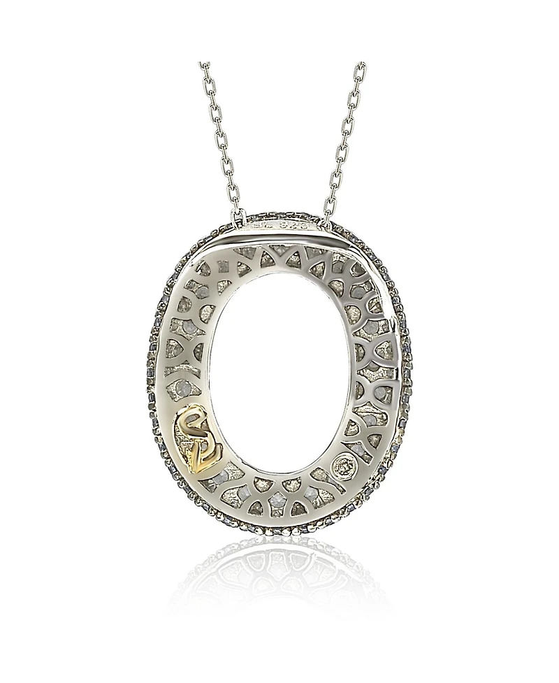 Suzy Levian Sterling Silver Sapphire 3-d Letter "O" Initial Pendant