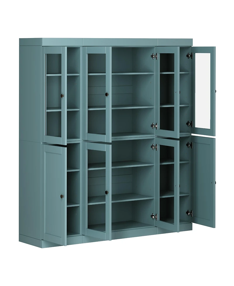 Palace Imports 100% Solid Wood 65" Pantry China Cabinet with Clear Glass, Shaker Doors & Adjustable Shelves