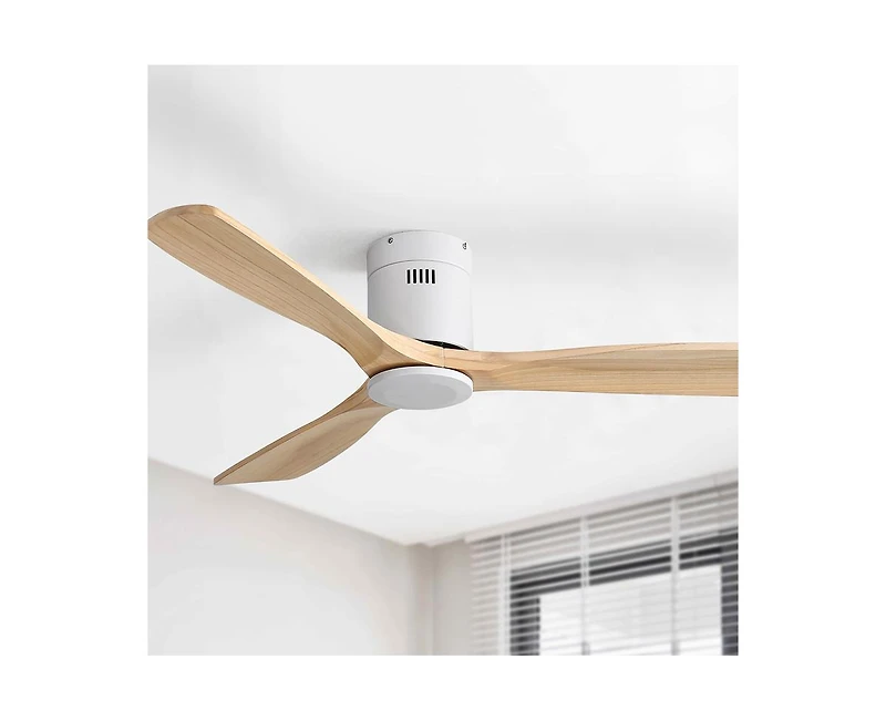 52-inch Modern White 3-Blade Ceiling Fan with Remote Control and Supporting Mobile Device Connection