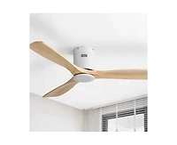 52-inch Modern White 3-Blade Ceiling Fan with Remote Control and Supporting Mobile Device Connection