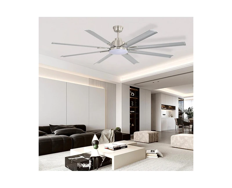 Sofucor 84-inch Standard Industrial 8-Blade Led Ceiling Fan with Remote and Intelligent Control and Voice Function