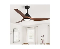 52-inch Modern Black 3-Blade Ceiling Fan with Led Light and Remote Control
