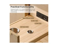 Casainc 60" Double Bathroom Vanity with Carrara Engineered Stone Top, Ceramic Sink and Soft-Close Drawers