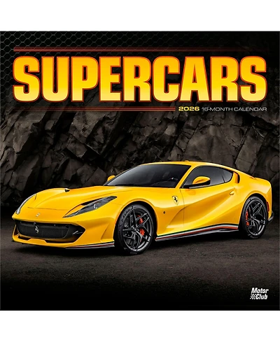 Motor Club Supercars | 2026 12 x 24 Inch (Hanging) Monthly Square Wall Calendar