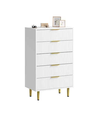 Gaomon Fluted Dresser for Bedroom,Wooden Chest of Drawers with Metal Handle & Feet
