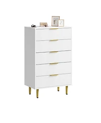 Gaomon Fluted Dresser for Bedroom,Wooden Chest of Drawers with Metal Handle & Feet