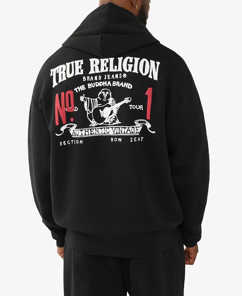 True Religion Men's Number One Logo Zip Up Hoodie