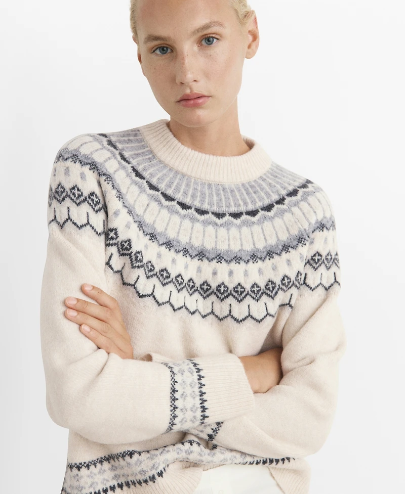 Mango Women's Round Neck Jacquard Pajama