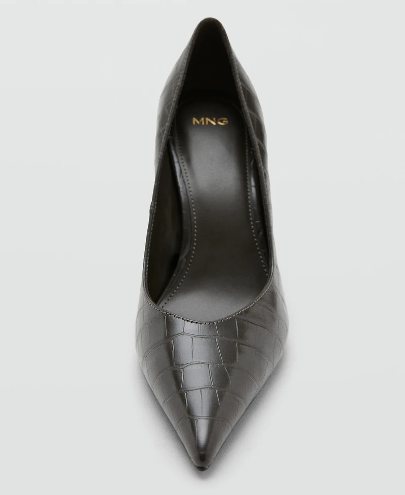 Mango Women's Croc-Effect Heeled Shoes