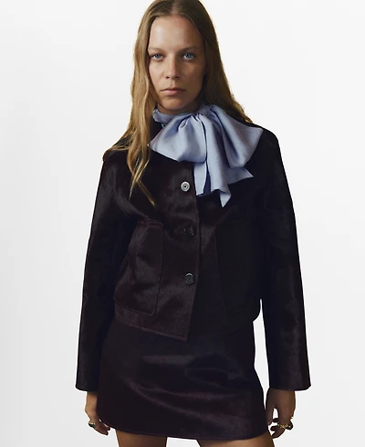 Mango Women's Fur Leather Mini-Skirt