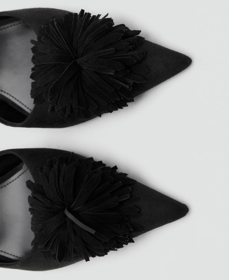 Mango Women's Kitten-Heel Pom-Pom Shoes